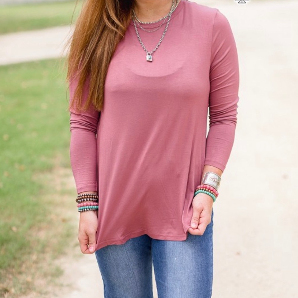 Pinedale Basic Mauve Long Sleeve Top